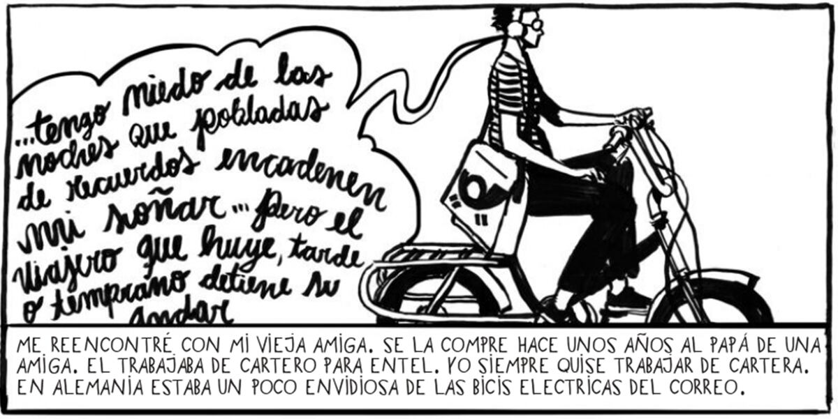 Viñeta de Volver, novela autobiográfica de Nacha Vollenweider.