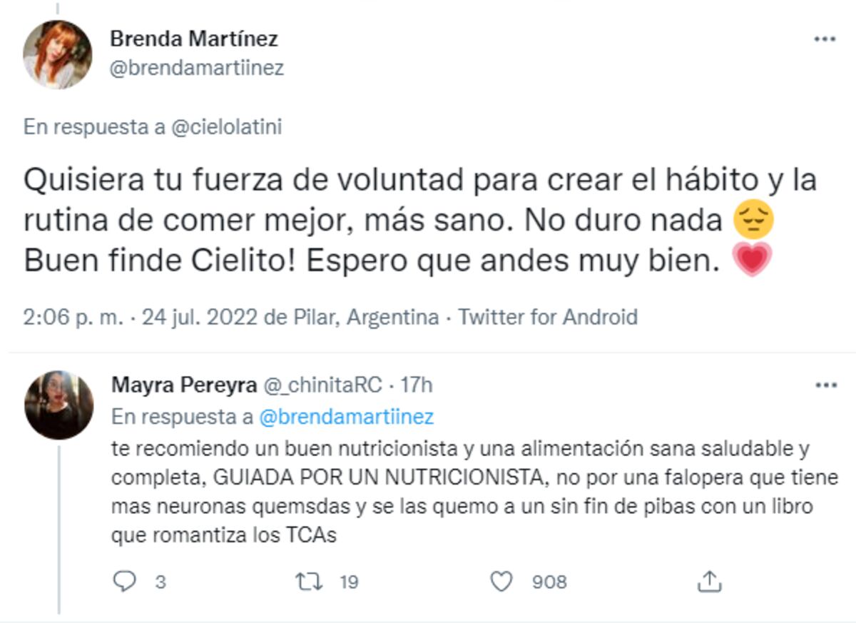 Cielo Latini fue criticada en Twitter (Captura de pantalla)