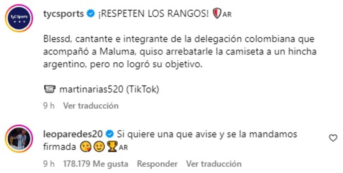 Leandro Paredes le ofreció una camiseta autografiada a Blessd: ¿La querrá? (Captura de pantalla)