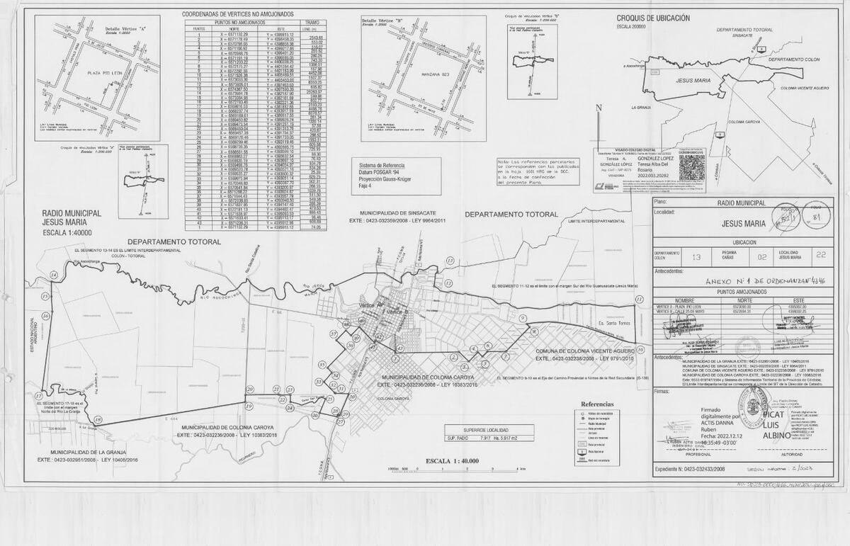 Jesús María. Mapa del ejido urbano de la ciudad de Jesús María año 2023.