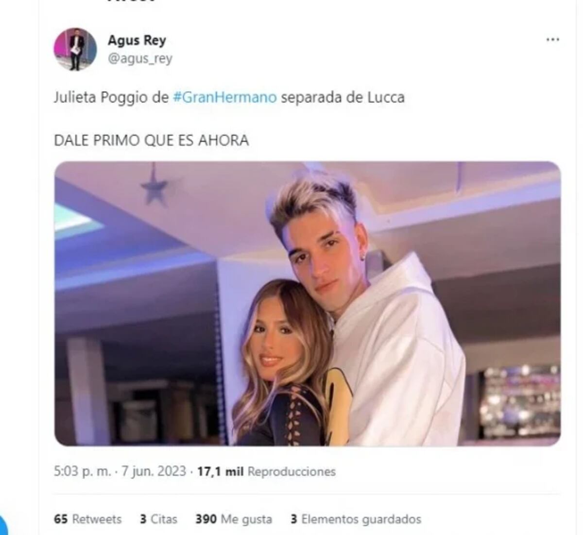 Los memes por la separación de Julieta y Lucca. (Foto: Captura de pantalla)