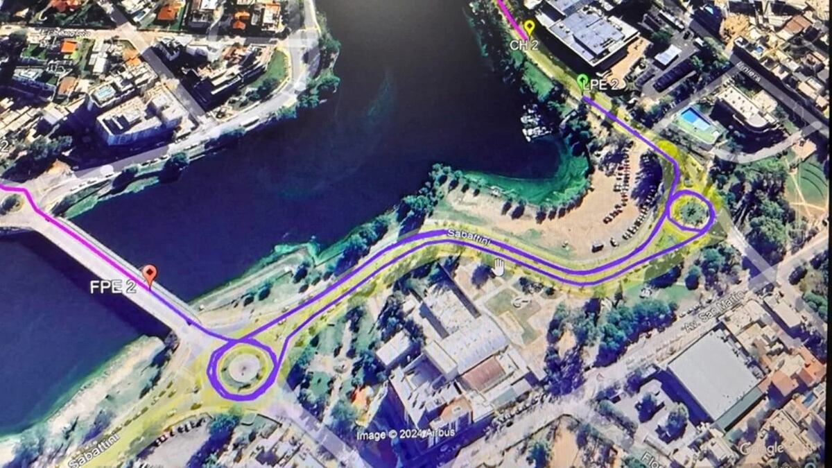 El tramo de la Costanera de Carlos Paz que se disputará como cierre de la jornada del sábado sobre 1.570 metros desde las 15.31. (Gentileza Diario de Carlos Paz)
