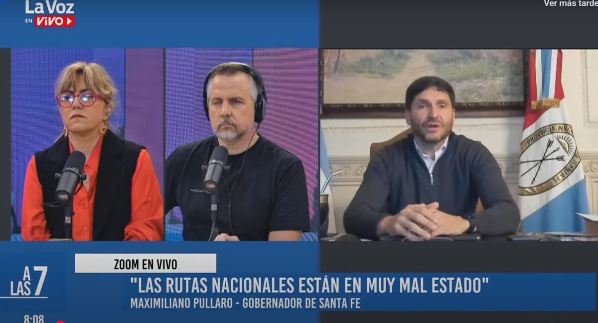 El gobernador de Santa Fe, Maximiliano Pullaro, en diálogo con La Voz en Vivo.