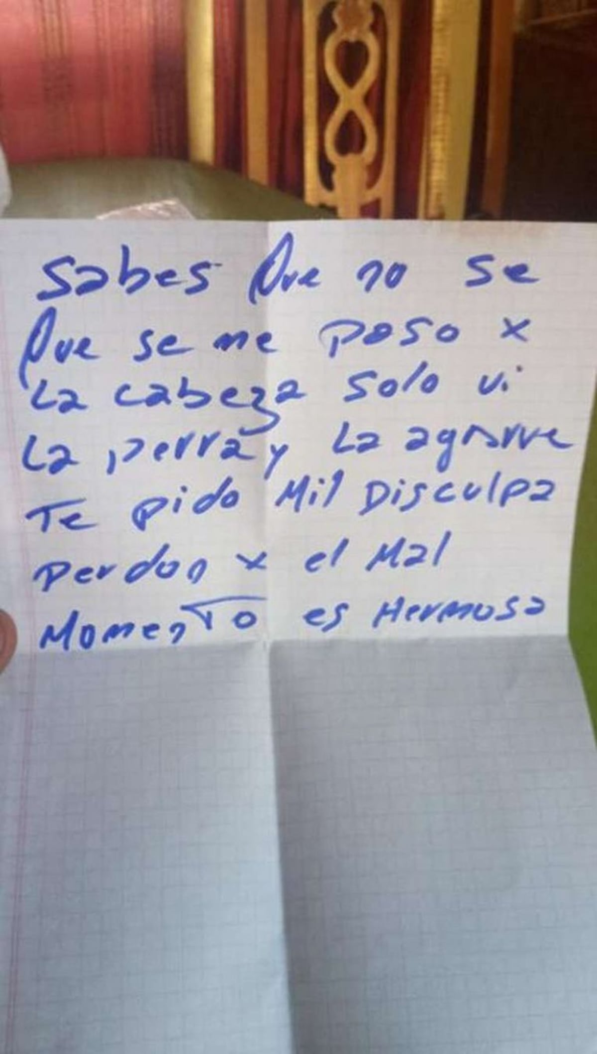 La carta que le dejó el ladrón. (Facebook)