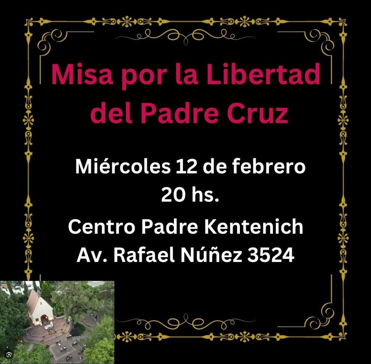 La inédita invitación a una misa en el Santuario del Cerro.