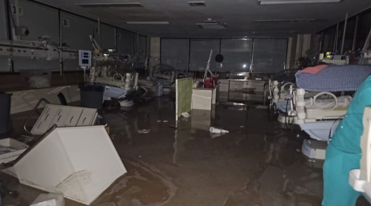 Las durísimas imágenes del hospital Penna de Bahía Blanca, colapsado por las lluvias.