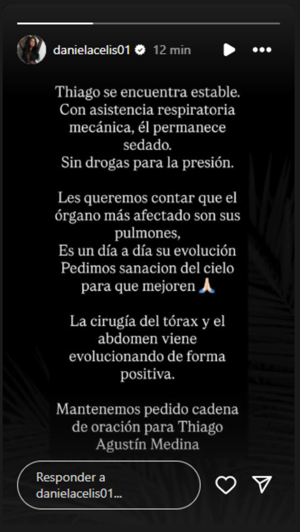 El nuevo parte médico de Thiago Medina a 48 horas de la cirugía de tórax