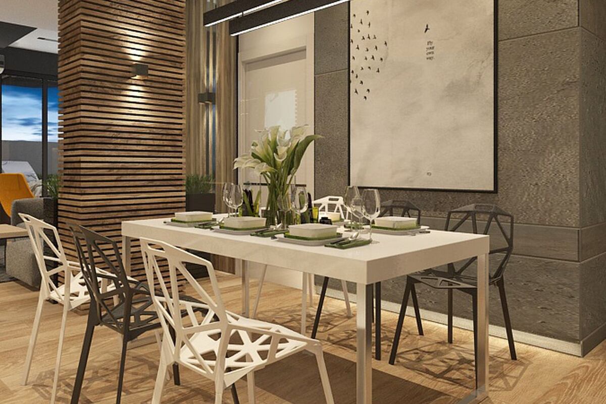 PedraFlex y porcelanato símil madera. Un dúo práctico que nos transporta a la belleza de lo natural, genera bienestar y energía positiva. Foto: Pinterest. / Ferrocons