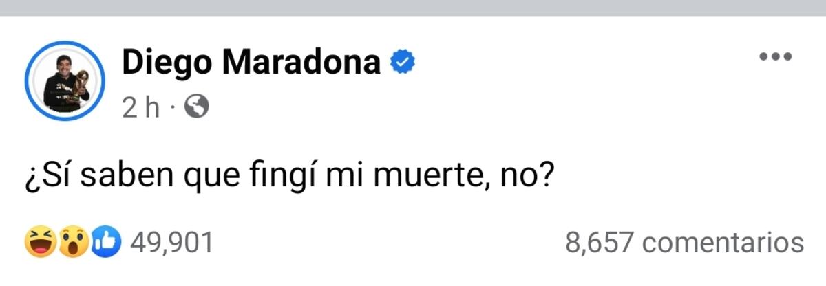 Hackearon la fan page de Diego Armando Maradona en Facebook.