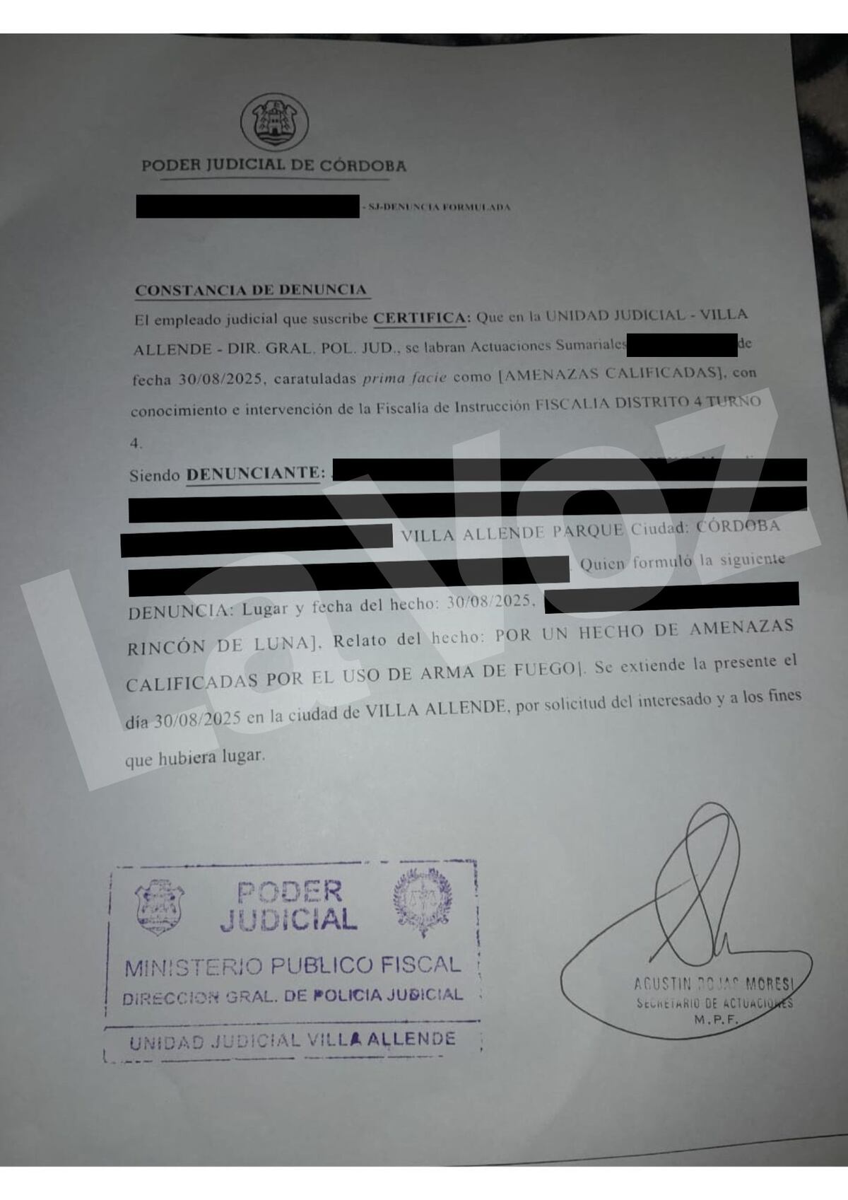 "La casita del after". Las denuncias presentadas por amenazas con arma de fuego. (La Voz)