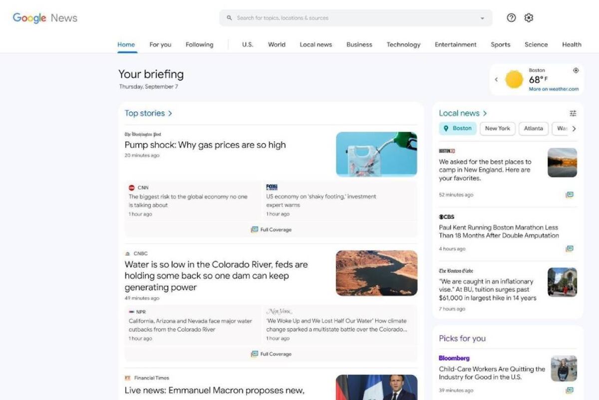 Para ayudar a las personas a profundizar en historias importantes y encontrar más fácilmente noticias locales, se lanzó una experiencia de Google Noticias rediseñada y más personalizable para el escritorio. (Google)