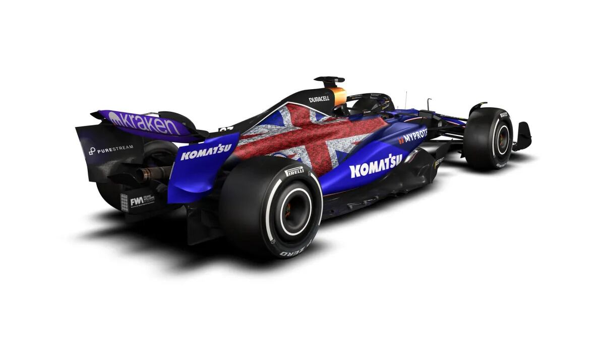 Williams usará un decorado especial este fin de semana en Silverstone. El argentino Colapinto lo pilotará el viernes. (Prensa Williams)