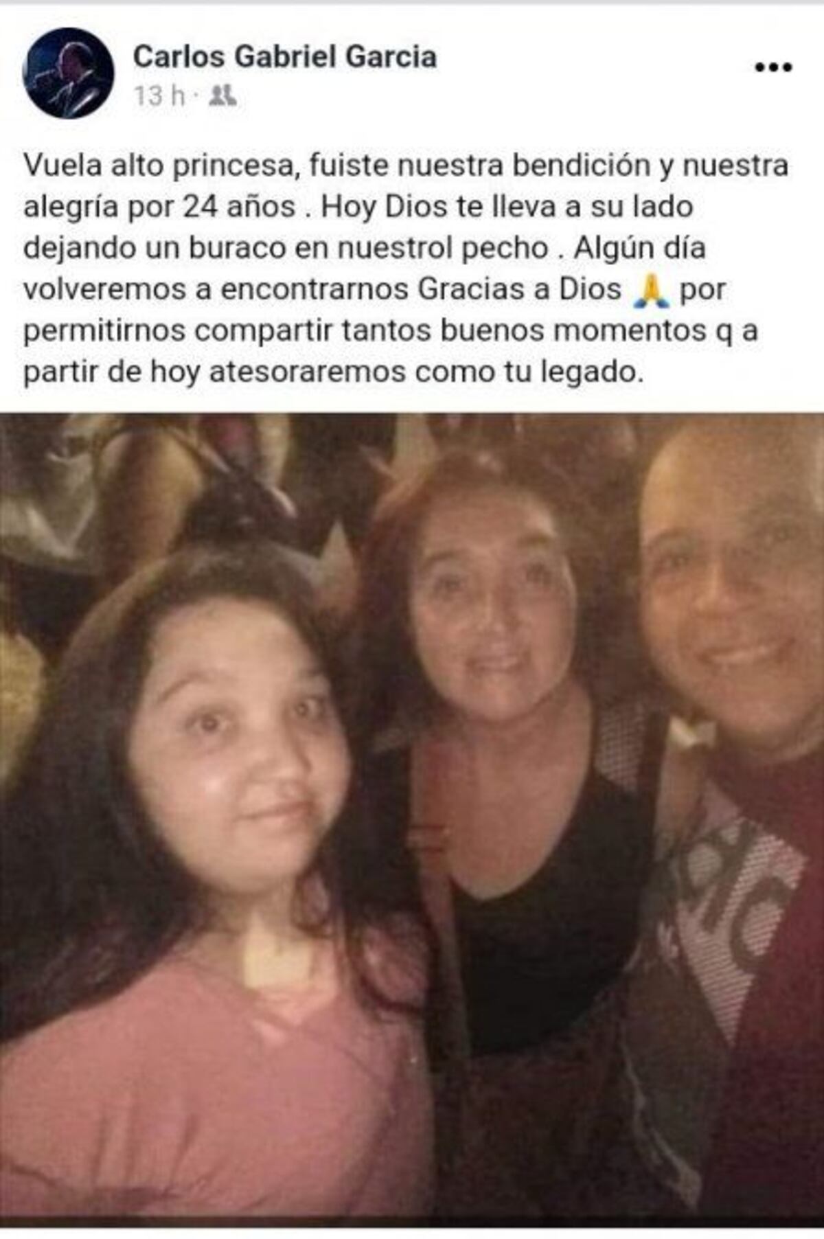La despedida del padre de la estudiante de Comunicación Social.
