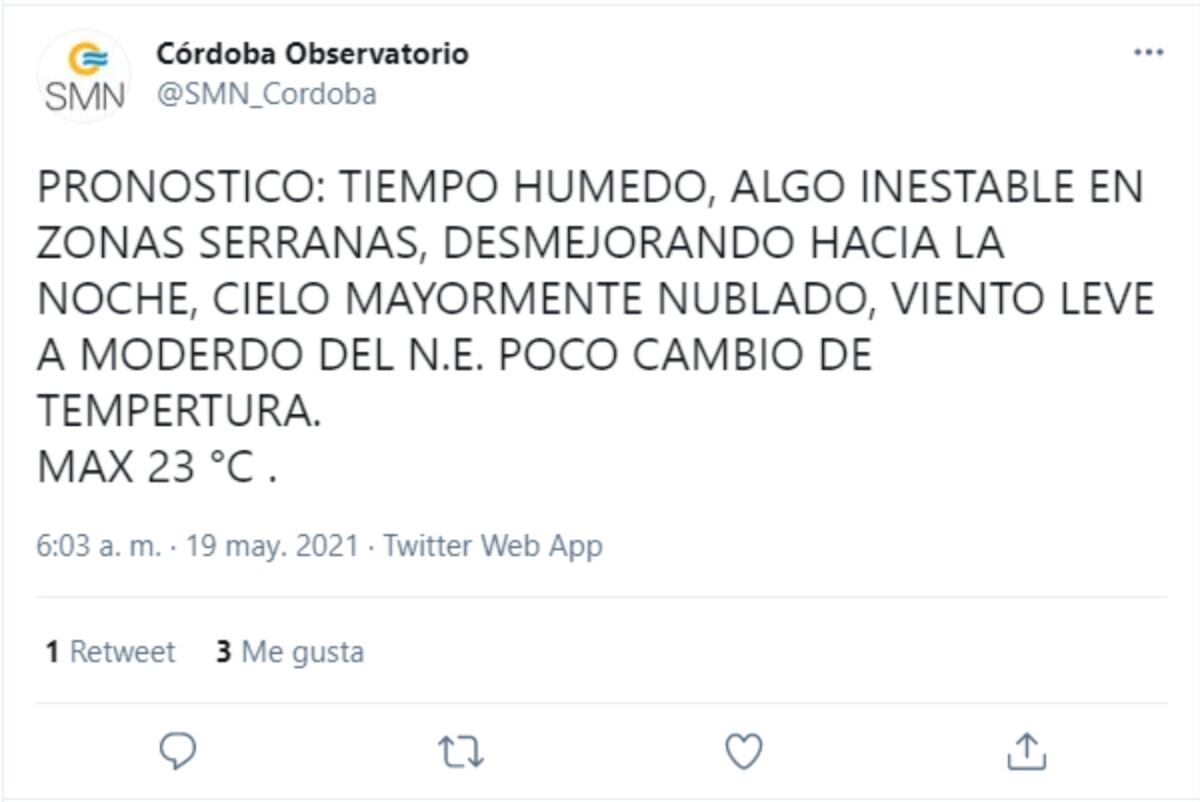 Pronostico para el miércoles 19 de mayo