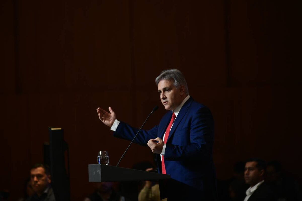 Córdoba. El gobernador Martín Llaryora, en la inauguración oficial de la Expo Parques Industriales. (Ramiro Pereyra / La Voz)