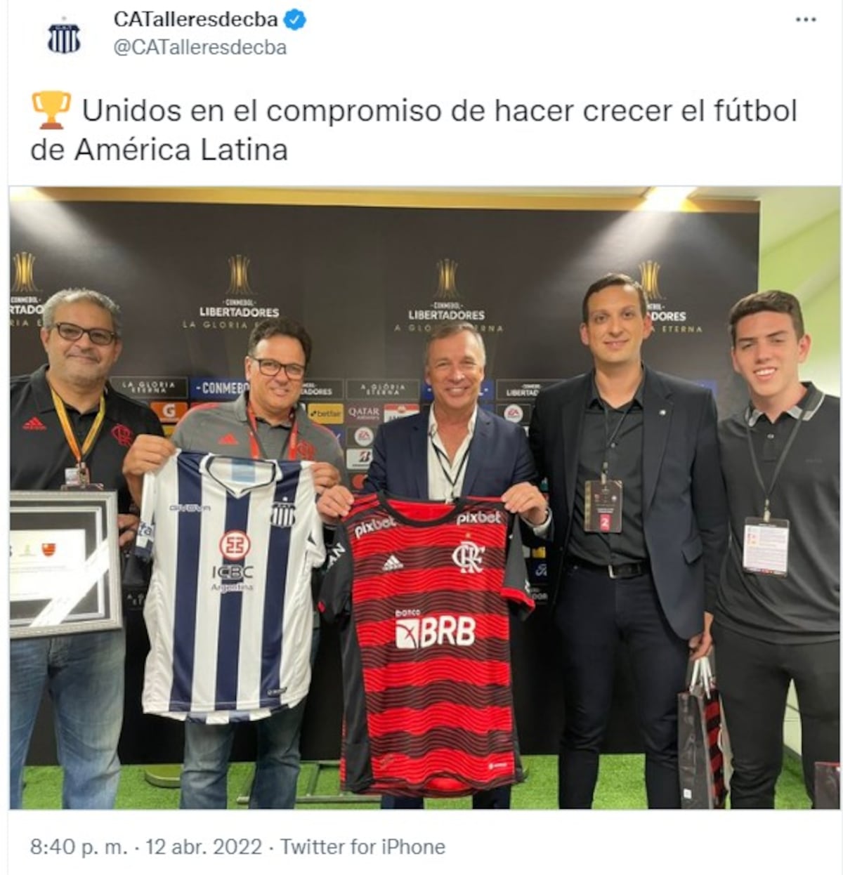 "Unidos en el compromiso de hacer crecer el fútbol de América Latina", escribieron en las redes de Talleres.