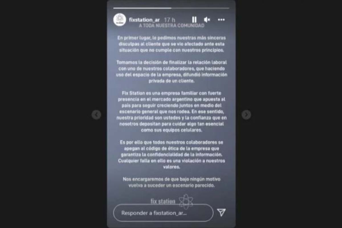 Buenos Aires. A través de Instagram, la empresa pidió disculpas a Agustín.