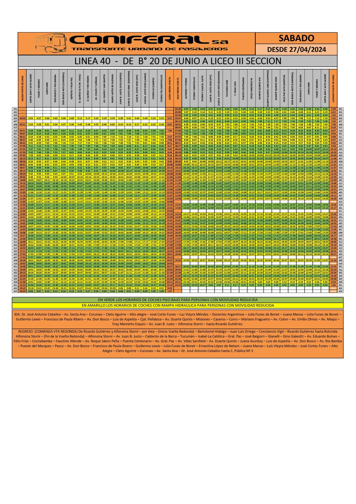 Horarios de Coniferal