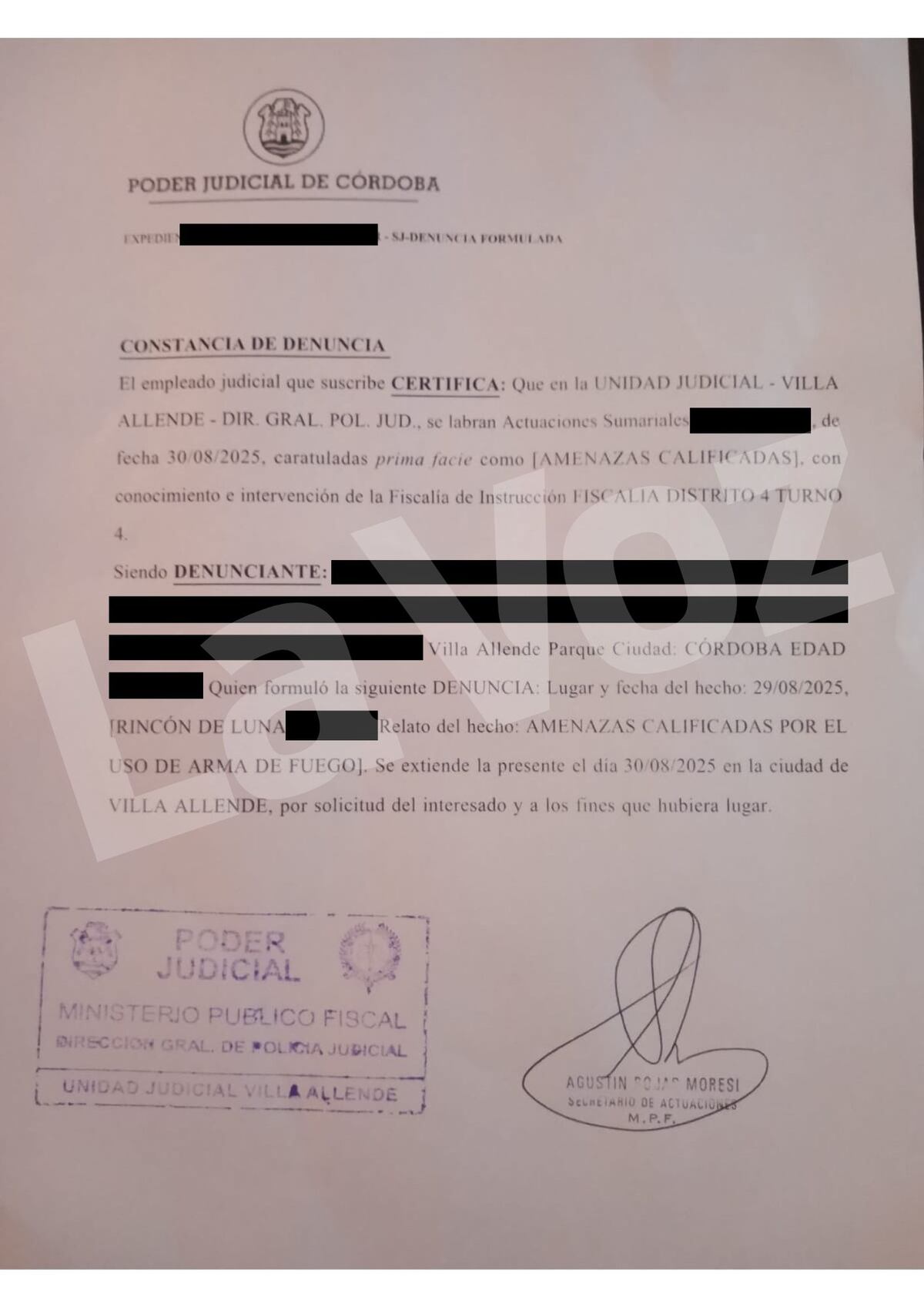 "La casita del after". Las denuncias presentadas por amenazas con arma de fuego. (La Voz)