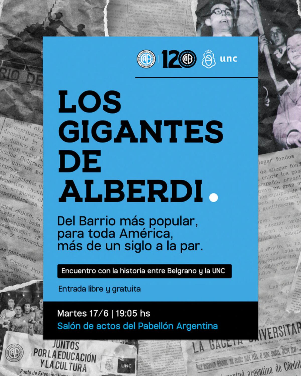 Belgrano y la UNC por los 120 años del club. (Prensa Belgrano)
