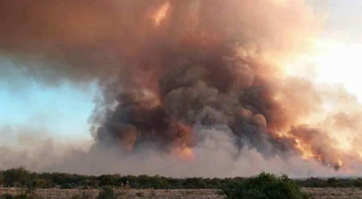 Una columna de humo del incendio de Guasapampa. (Gentileza Plan Provincial de Manejo del Fuego) 