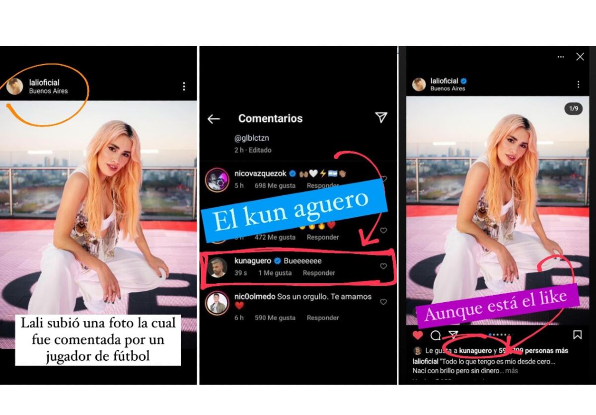 Posteo de Matías Defederico en un post de Lali Espósito: "Bueeeeeeee". (Instagram Juariu)