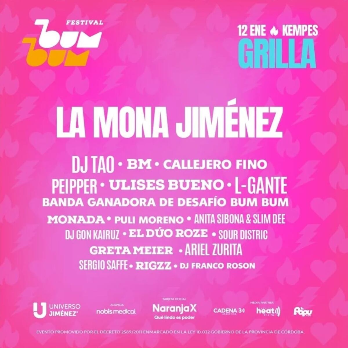 La grilla del Festival Bum Bum 2024, día 1. (Instagram @uj.producciones)
