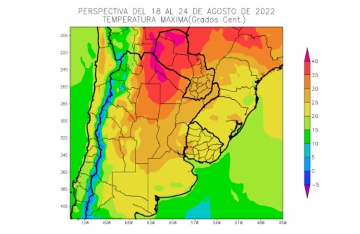 Mapa de temperaturas máximas