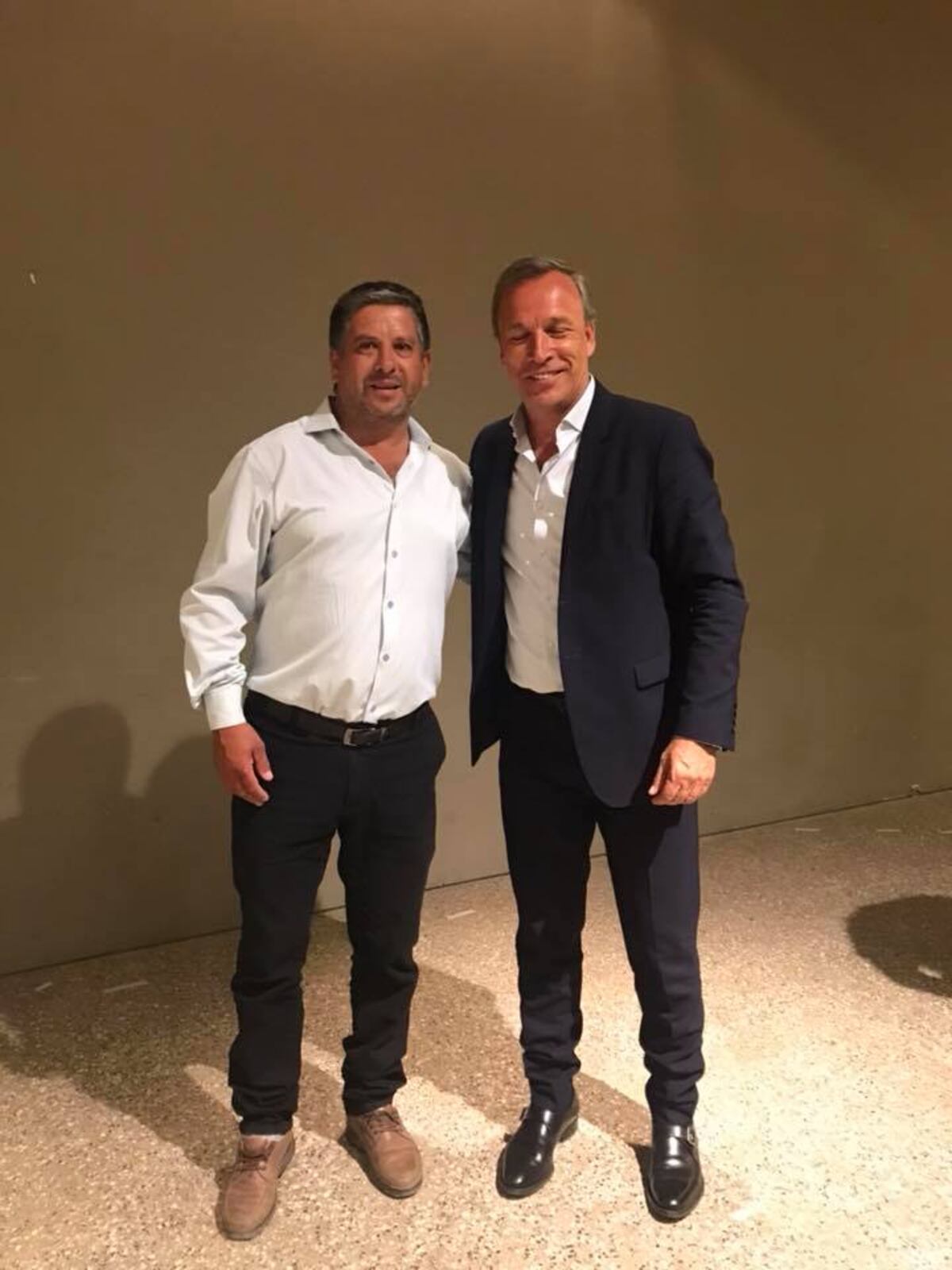 Néstor Luna, presidente de Deportivo Colón, junto a Andrés Fassi, presidente de Talleres. (Gentileza).