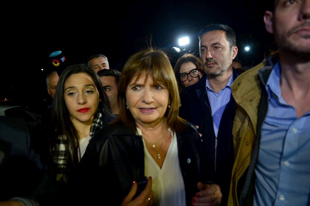 Patricia Bullrich, candidata a presidente, en el búnker de Juntos por el Cambio. (Javier Ferreyra / La Voz)