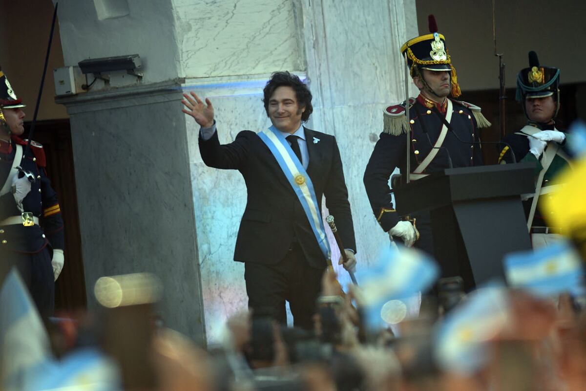 El presidente Javier Milei en el acto por el acto 25 de mayo en el Cabildo de Córdoba.