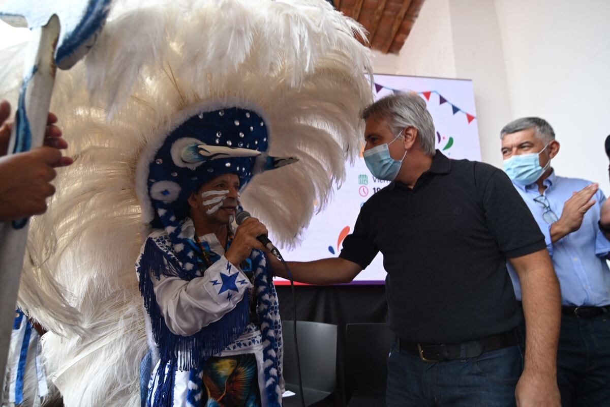 El intendente Martín Llaryora en un acto para el lanzamiento de carnavales barriales (Prensa Municipalidad de Córdoba)