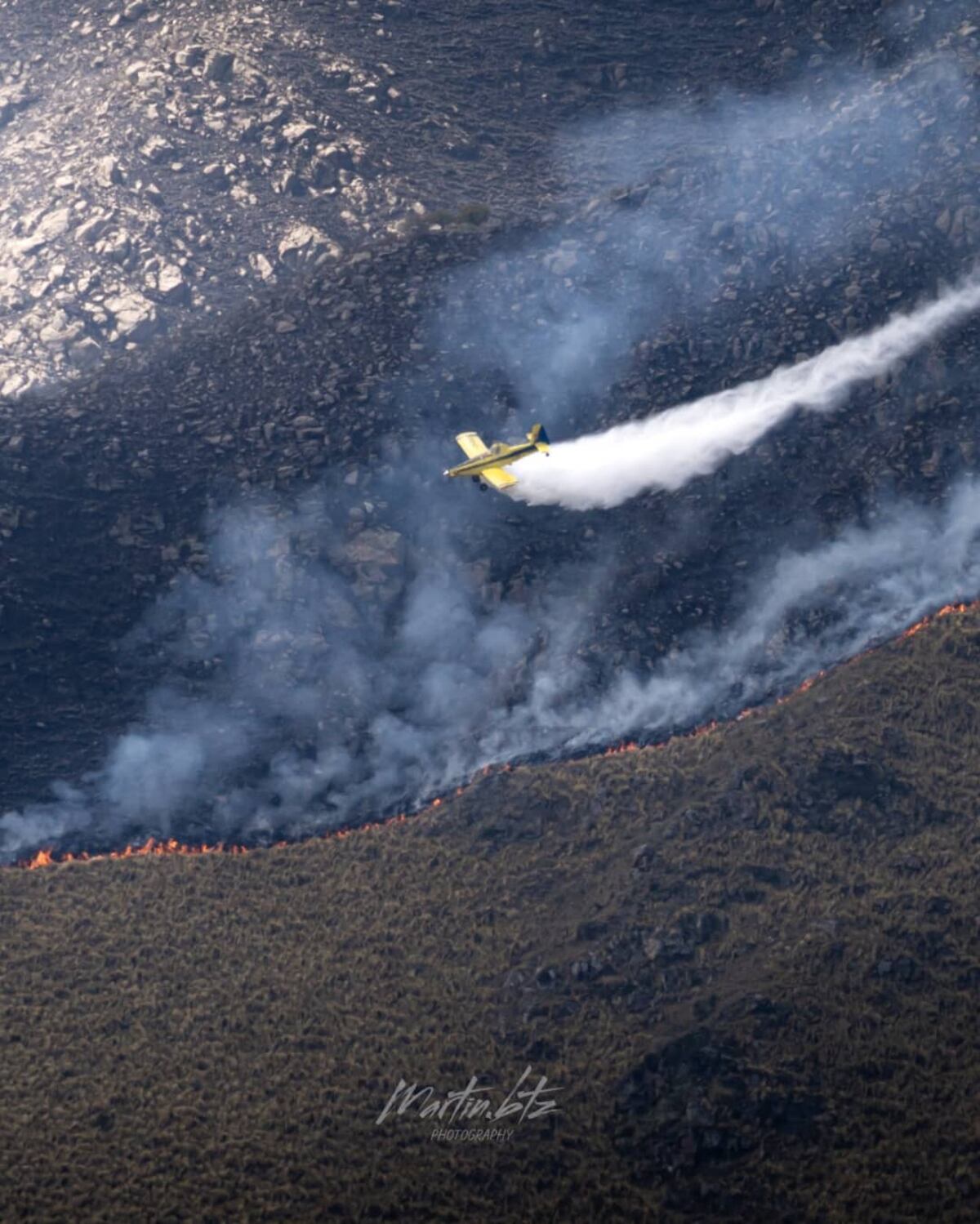 Imágenes del incendio en Sierra de los Comechingones. (Foto / instagram.com/martin.btz)