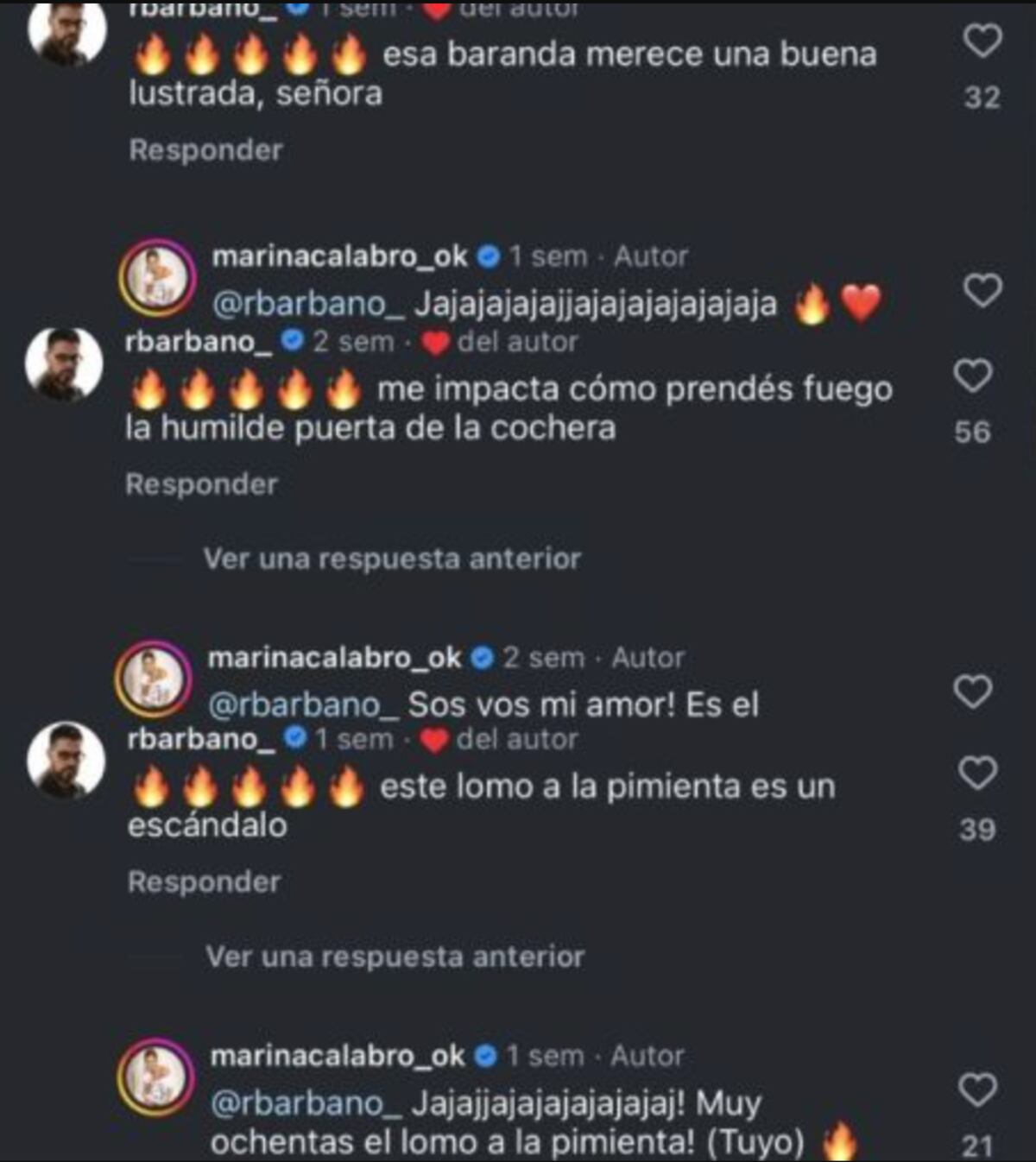Los piropos de Barbano a Calabró y sus respuestas. (Foto: capturas de pantalla)
