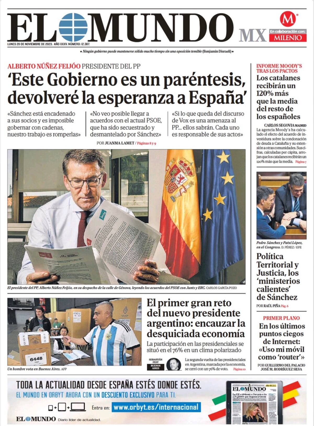 Las tapas de diarios con el triunfo de Milei.