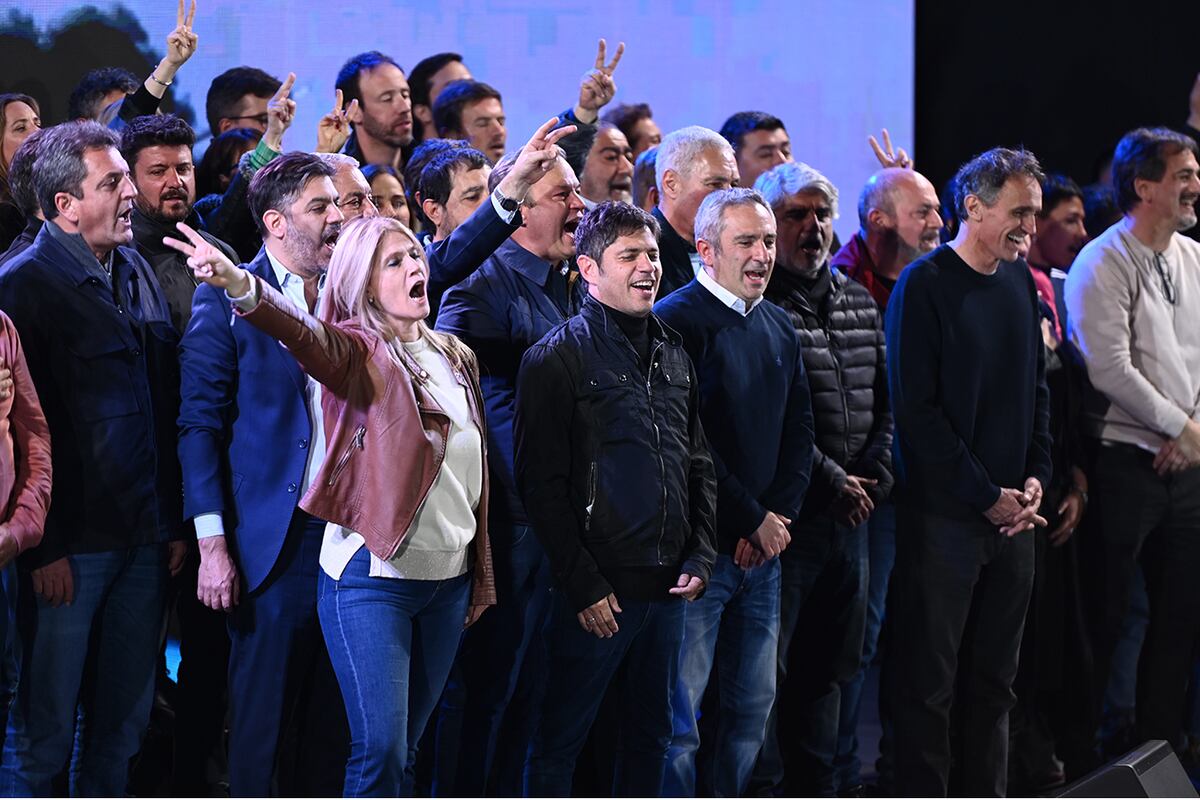 Elecciones en la provincia de Buenos Aires 2025. Bunker de Fuerza Patria, habla Axel Kicillof. (Gentileza Clarín)