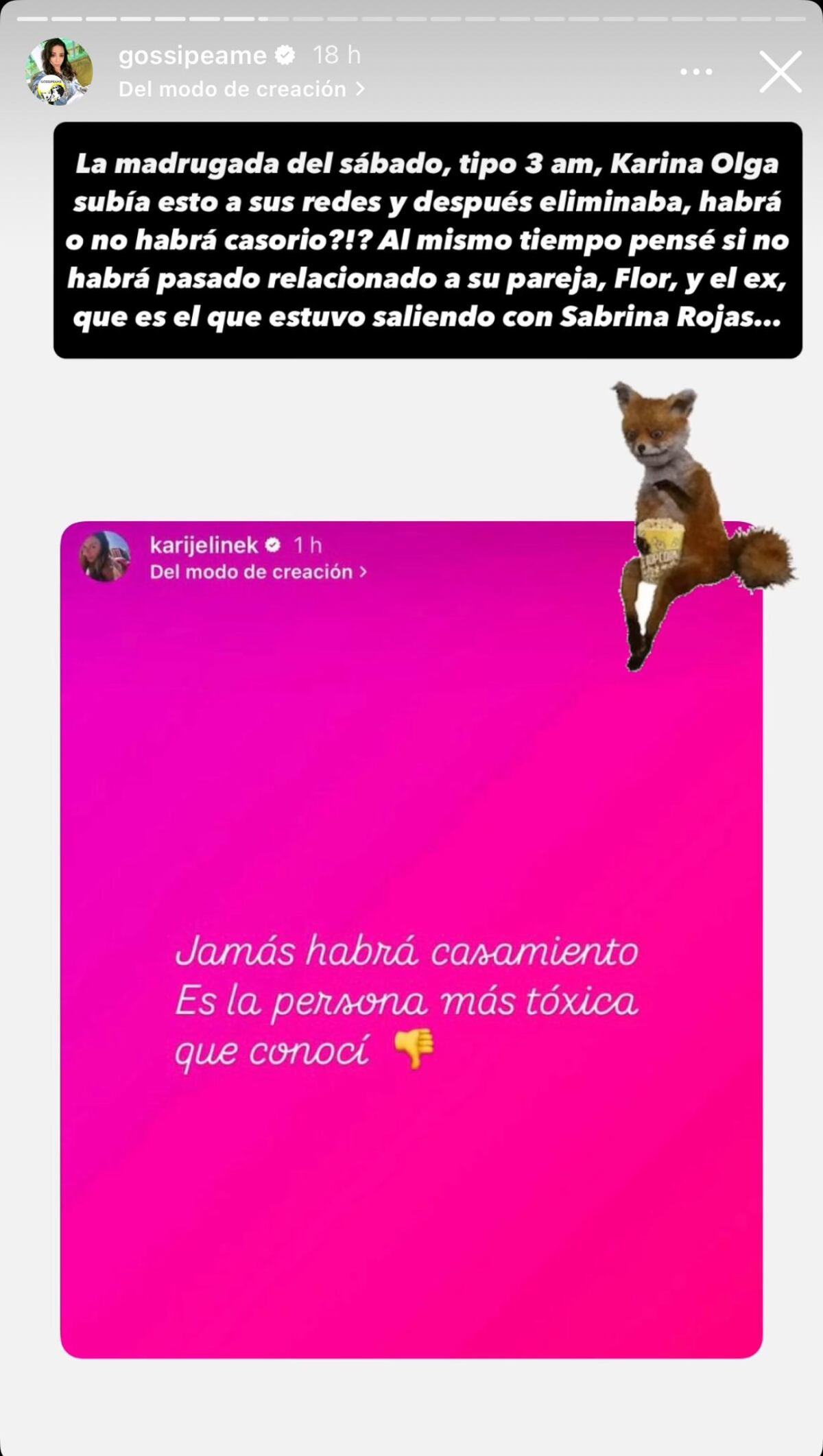 Karina Jelinek lanzó un explosivo posteo sobre su novia Flor Parise, pero luego lo borró (Captura de pantalla)