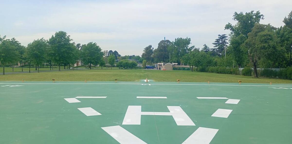 El helipuerto de la casa de Villa Rosa, en Pilar. (Clarín)