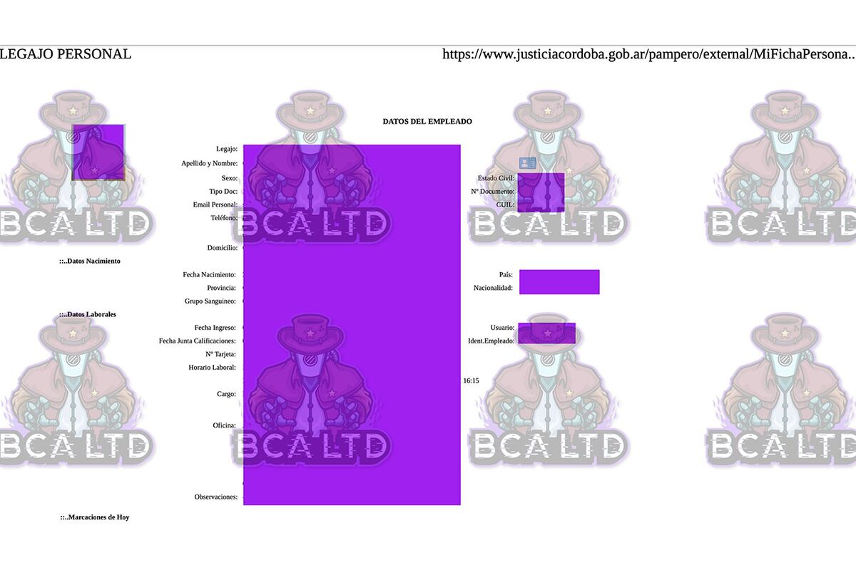 Hackeo a una funcionaria del Poder Judicial de Córdoba. (Captura de pantalla)
