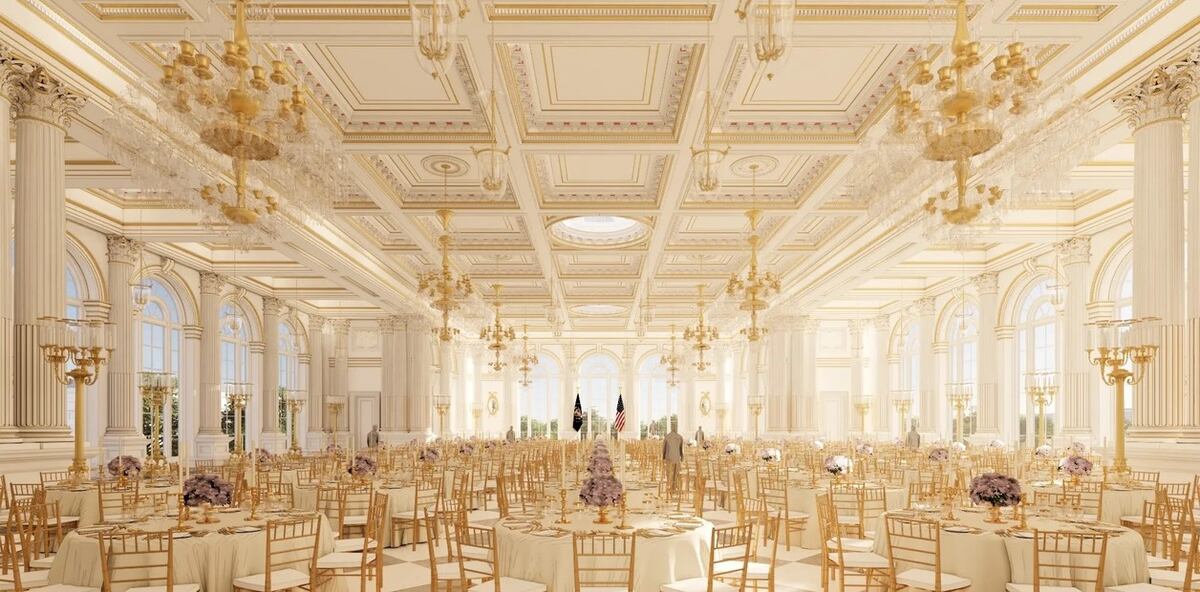 Trump anunció que el Capitolio está creando un gran salón de baile para fiestas opulentas. (Ilustraciones compartidas por la Casa Blanca).