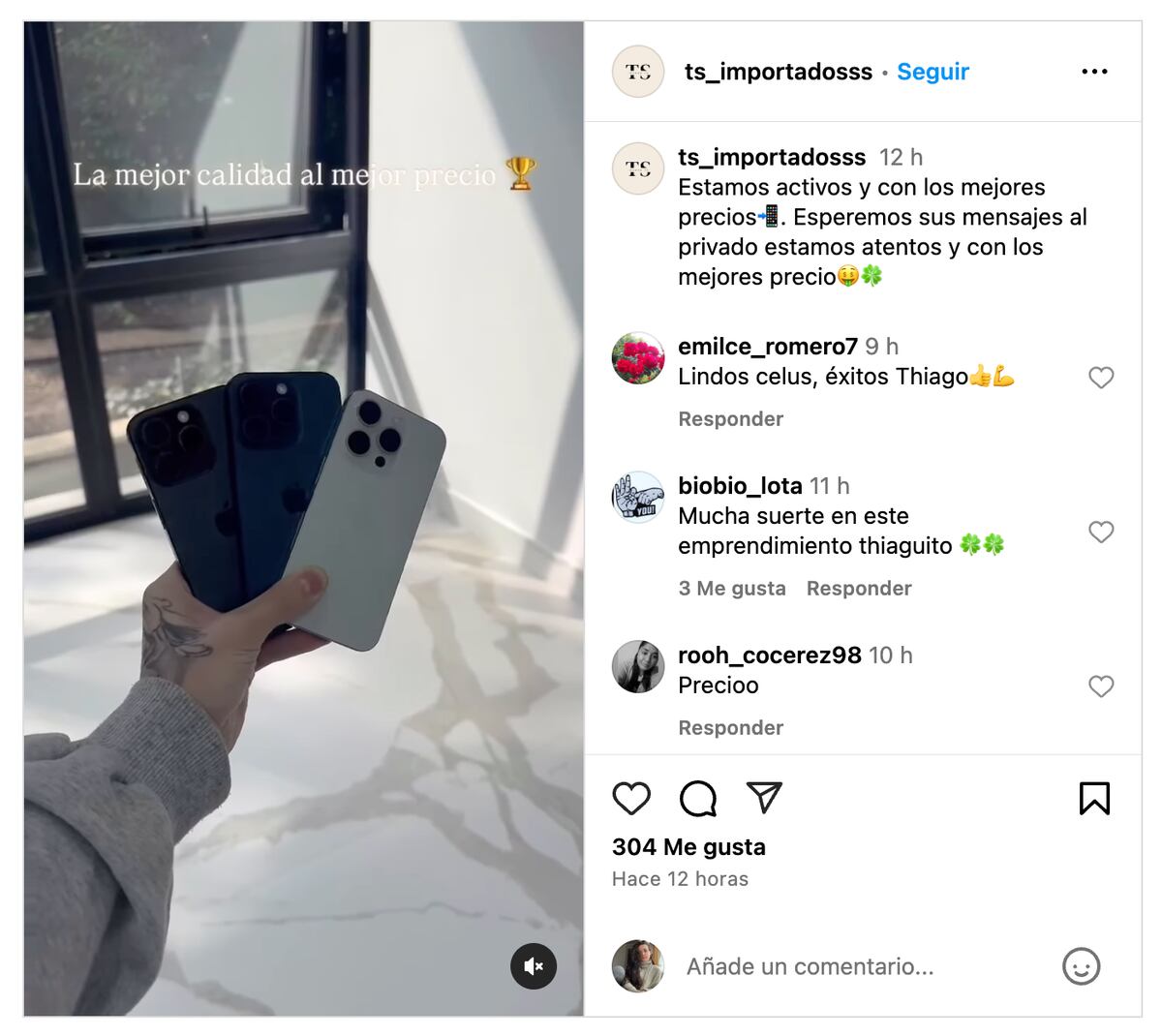 Thiago Medina vende celulares. Foto: captura pantalla Instagram.