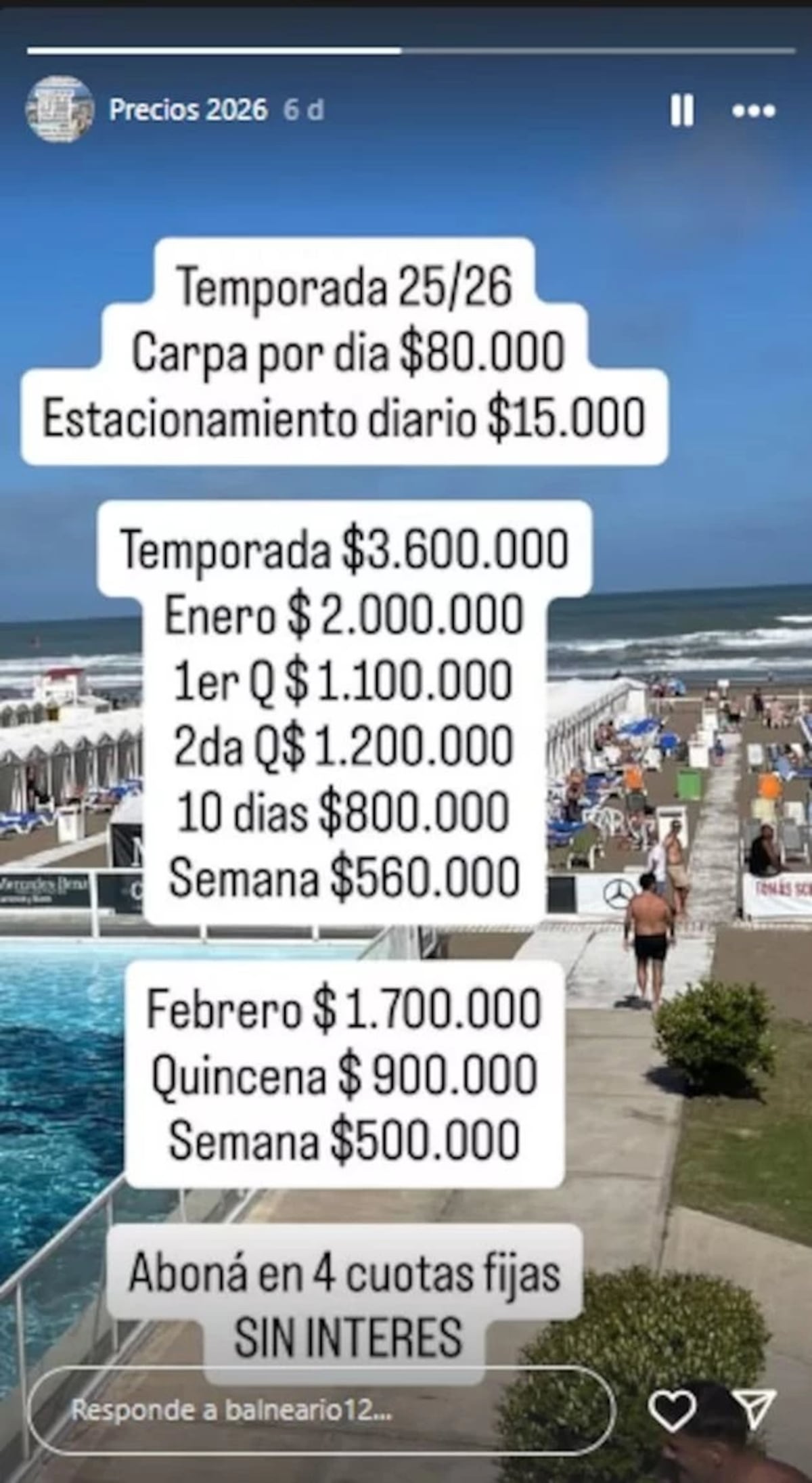 Mirá cuánto costará alquilar una carpa en Mar del Plata este verano.