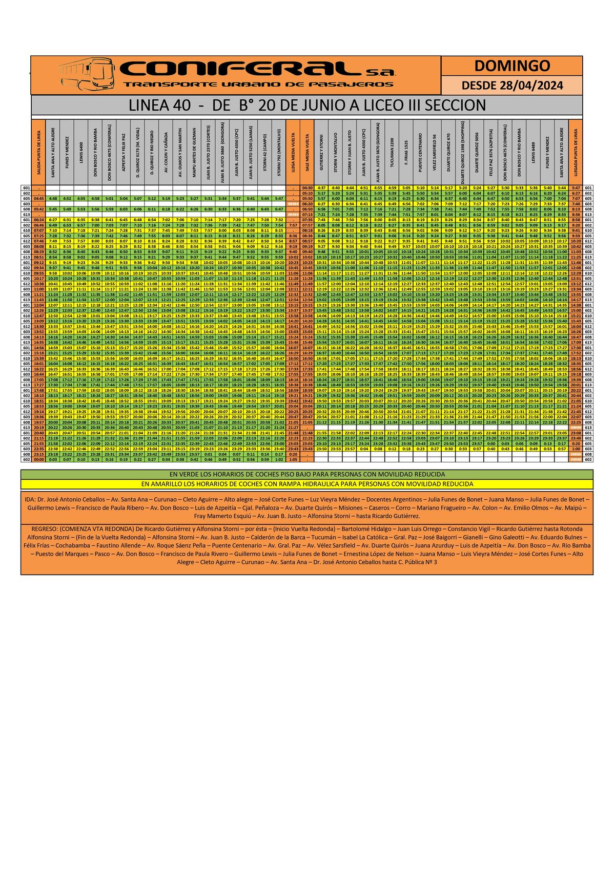 Horarios de Coniferal