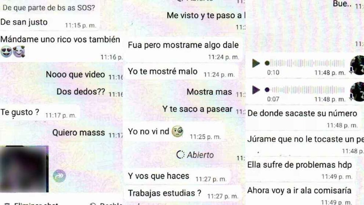 La conversación entre el hombre de Merlo y la falsa menor de edad. (Infobae)