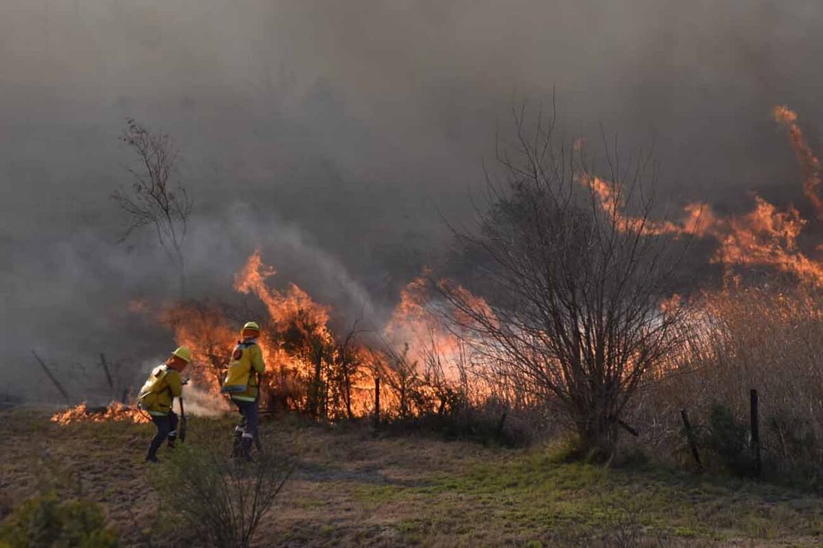 Incendio en la autopista Carlos Paz . (Facundo Luque / La Voz)