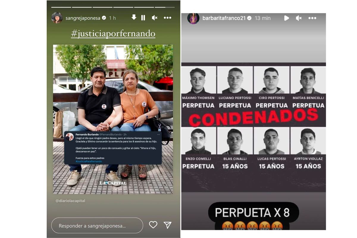 La reacción de los famosos a la condena de los rugbiers que asesinaron a Fernando Báez Sosa