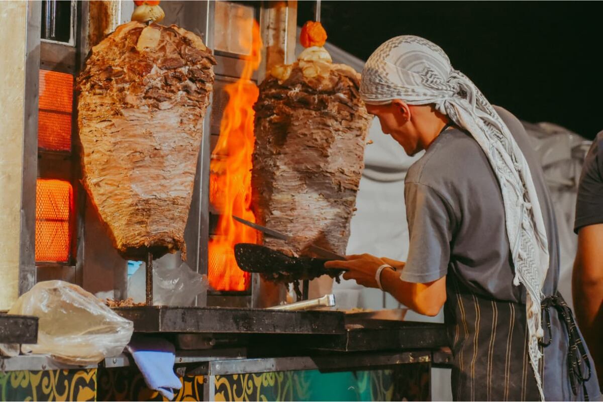 Shawarma, cómida típica árabe.