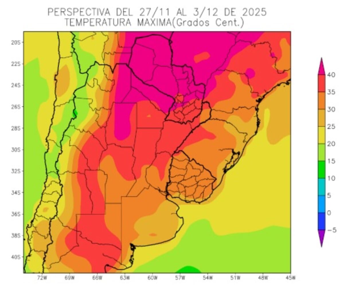 CLIMA. Temperaturas máximas. (Gentileza Bolsa de Cereales)