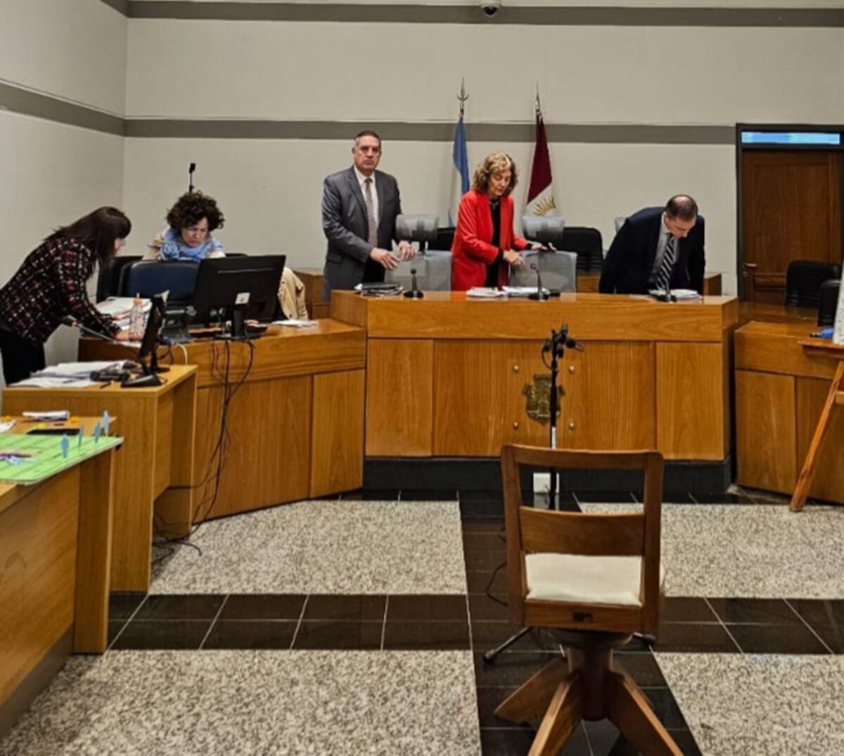 La Cámara del Crimen de Río Tercero, en el inicio de juicio, este lunes. (La Voz)