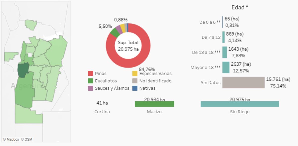 Tablero de plantaciones forestales (Gentileza Ministerio de Economía)